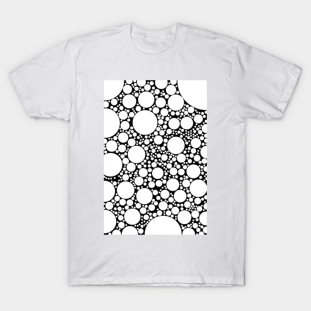 White and Black Bubbles Pattern Design T-Shirt by love-fi